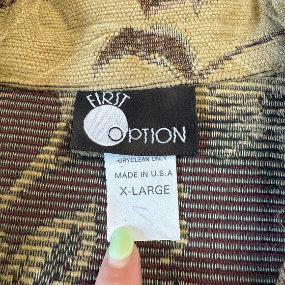 VTG First Option Floral Tapestry Blanket Jacket Coat Womens Sz XL Made in USA - Picture 2 of 6